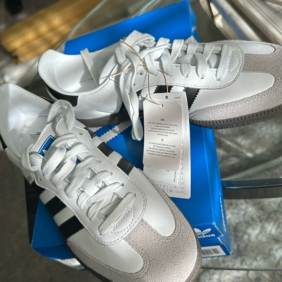 Adidas Samba OG Leather Retro Sneakers White Black New in Box - Picture 1 of 4